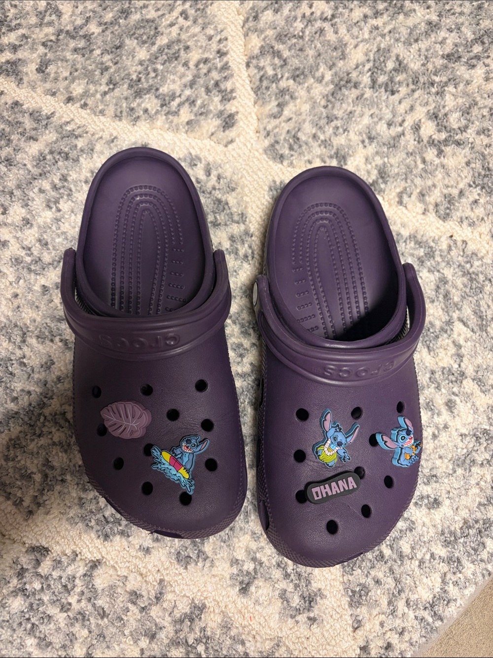 Women’s Purple Crocs with Stitch Character Accents